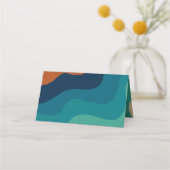 抽象芸術ビーチ波70sスタイル プレイスカード (裏面)