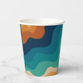 抽象芸術ビーチ波70sスタイル 紙コップ (裏面)