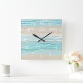 抽象芸術ビーチ海デザイン292カニ スクエア壁時計 (ホーム)
