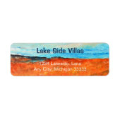 抽象芸術ビーチ絵画のブルーオレンジのパーソナライズ ラベル (正面)