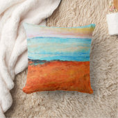 抽象芸術ビーチ絵画ズオレンジブルーアート クッション (ブランケット)