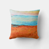 抽象芸術ビーチ絵画ズオレンジブルーアート クッション (裏面)