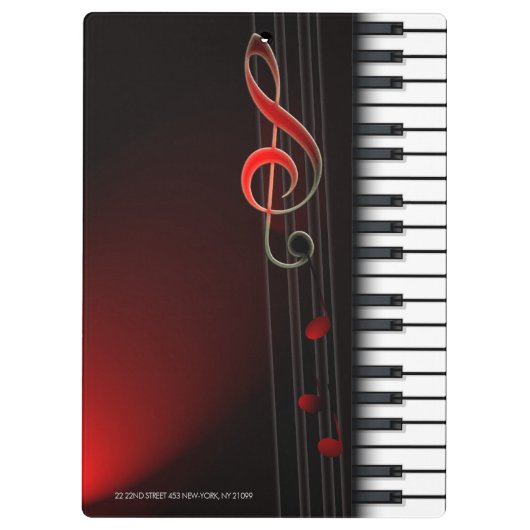 抽象芸術ピアノとレッドクレフ、 音符記号 クリップボード (裏面)