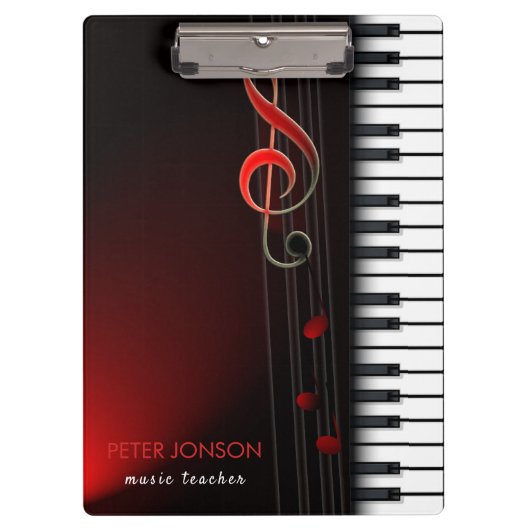 抽象芸術ピアノとレッドクレフ、 音符記号 クリップボード (正面)