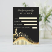 抽象芸術ピアノキーボードRSVPカード 出欠カード (スタンド正面)