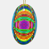 抽象芸術ピクセルアートモザイクカラフルラ セラミックオーナメント (左)