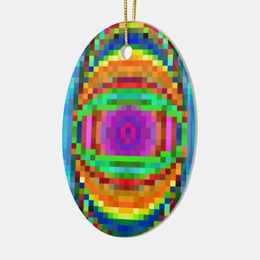抽象芸術ピクセルアートモザイクカラフルラ セラミックオーナメント (左)