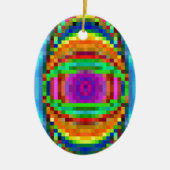 抽象芸術ピクセルアートモザイクカラフルラ セラミックオーナメント (正面)