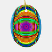 抽象芸術ピクセルアートモザイクカラフルラ セラミックオーナメント (裏面)