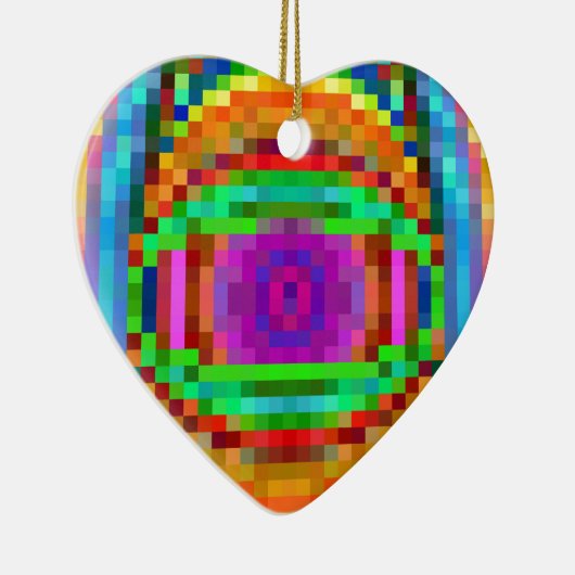 抽象芸術ピクセルアートモザイクカラフルラ セラミックオーナメント (右)