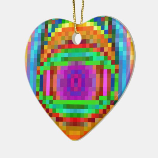 抽象芸術ピクセルアートモザイクカラフルラ セラミックオーナメント (左)