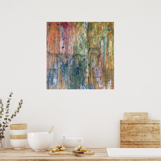 抽象芸術ピッツバーグ絵画の地図 ポスター (キッチン)