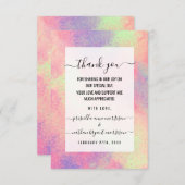 抽象芸術ピンアートクパープルネオン絵を描(ばちゃばちゃ)跳ねる サンキューカード (正面/裏面)