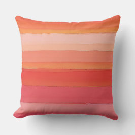抽象芸術ピンクとオレンジストライプ色 クッション