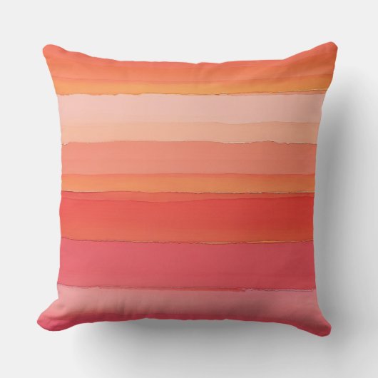 抽象芸術ピンクとオレンジストライプ色 クッション (正面)