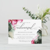 抽象芸術ピンクとセージ緑の水色 招待状 (スタンド正面)