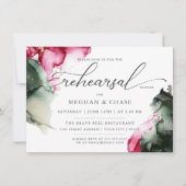 抽象芸術ピンクとセージ緑の水色 招待状 (正面)