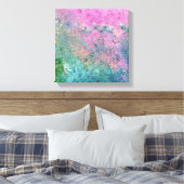 抽象芸術ピンクとターコイズのパタ絵を描ーン キャンバスプリント (インサイチュ (寝室))