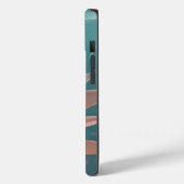 抽象芸術ピンクとティール(緑がかった色)の羽モノグラム Case-Mate iPhoneケース (裏面 / 左)