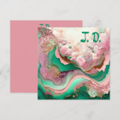 抽象芸術ピンクとティール（緑がかった色）ヴェルディグリス18th (正面/裏面)