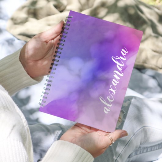 抽象芸術ピンクと紫のインクウォーター絵画カラー プランナー手帳