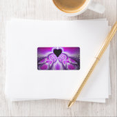 抽象芸術ピンクと紫のフラクタルパターン ラベル (インサイチュ)