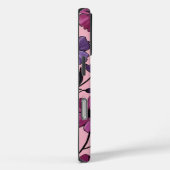 抽象芸術ピンクと紫のフローラレリーフ、 浮き彫り Case-Mate iPhoneケース (裏面 / 右)