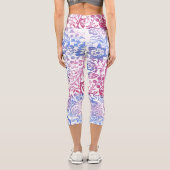 抽象芸術ピンクと紫のヴィンテージ花柄 カプリレギンス (裏面)