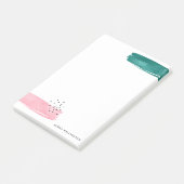 抽象芸術ピンクと緑のブラシストロークパーソナライズされた ポストイット (アングル)