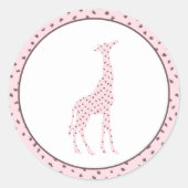 抽象芸術ピンクと茶色の斑点キリン ラウンドシール (正面)