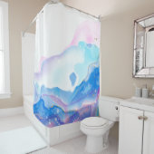 抽象芸術ピンクと青の液体大理石パターン シャワーカーテン (インサイチュ)