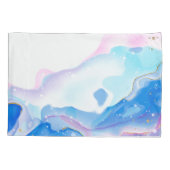 抽象芸術ピンクと青の液体大理石パターン 枕カバー (裏面)