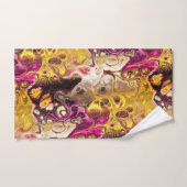 抽象芸術ピンクと黄色の大理石絞り染め模様 バスタオルセット (ハンドタオル)