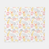 抽象芸術ピンクと黄色の水色のデザイン フリースブランケット (正面(横))