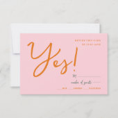 抽象芸術ピンクのオレンジ色のおもしろいカラー結婚式rsvpカード 出欠カード (正面)