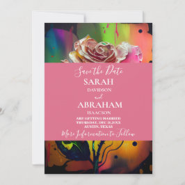 抽象芸術ピンクのバラの日付を保存 招待状