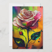 抽象芸術ピンクのバラの日付を保存 招待状 (裏面)