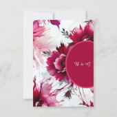 抽象芸術ピンクのバラ結婚花弁 出欠カード (裏面)