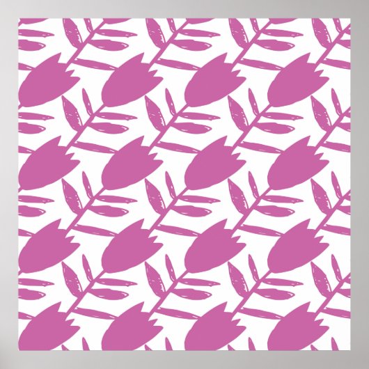 抽象芸術ピンクのブルーベルの花シームレスパターン ポスター (正面)