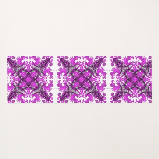 抽象芸術ピンクのマンダラサイケデリック、蝶 ヨガマット (裏面(横))