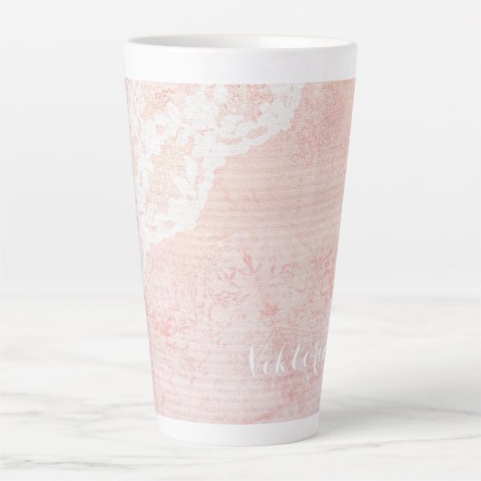 抽象芸術ピンクの書名 カフェラテマグ (正面)