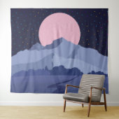 抽象芸術ピンクの月明かりの夜景 タペストリー (インサイチュ(横))