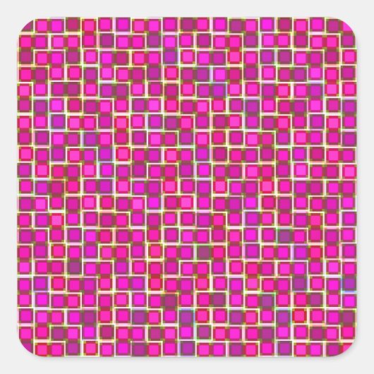 抽象芸術ピンクの正方形パターン スクエアシール (正面)