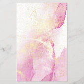 抽象芸術ピンクの水の色フェイクと金ゴールド チラシ (裏面)