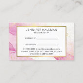 抽象芸術ピンクの水色のフェイク金ゴールドダスト紹介 名刺 (裏面)