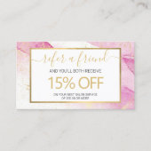 抽象芸術ピンクの水色のフェイク金ゴールドダスト紹介 名刺 (正面)