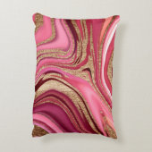 抽象芸術ピンクの液体大理石とグリッター金ゴールド アクセントクッション (裏面(縦))
