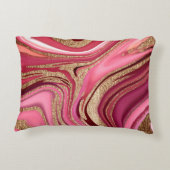 抽象芸術ピンクの液体大理石とグリッター金ゴールド アクセントクッション (裏面)