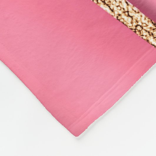 抽象芸術ピンクの液体大理石とグリッター金ゴールド フリースブランケット (角)