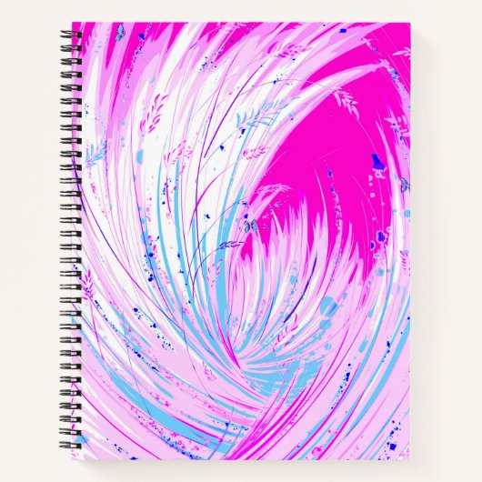 抽象芸術ピンクの白い魅惑の庭 ノートブック (正面)